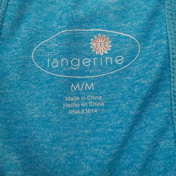 Tangerine Ladies Size Medium Teal Blue Long Sleeve Athletic Top w/ Ruching - Picture 3 of 5